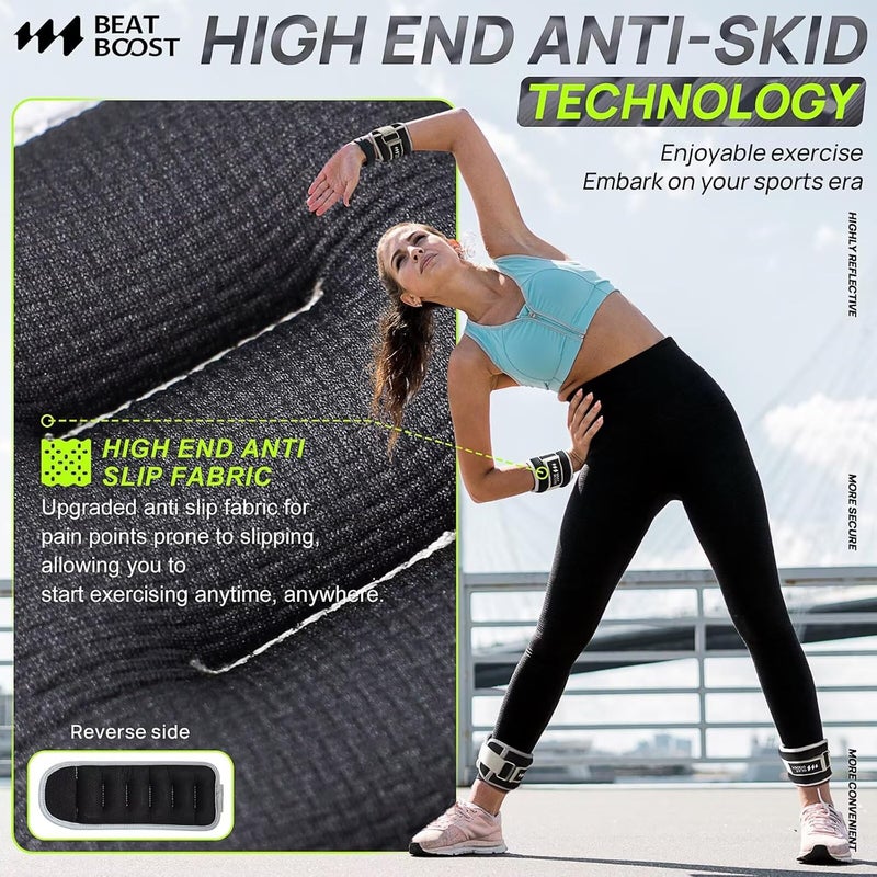 BeatBoost Ankle Wrist Weights for Women Men A Pair of 1 2 3 4 6 8 10 Lbs Arm Leg Weight Set with Adjustable Straps for Walking Pilates Exercise Workout Gym Aerobics - Image 2